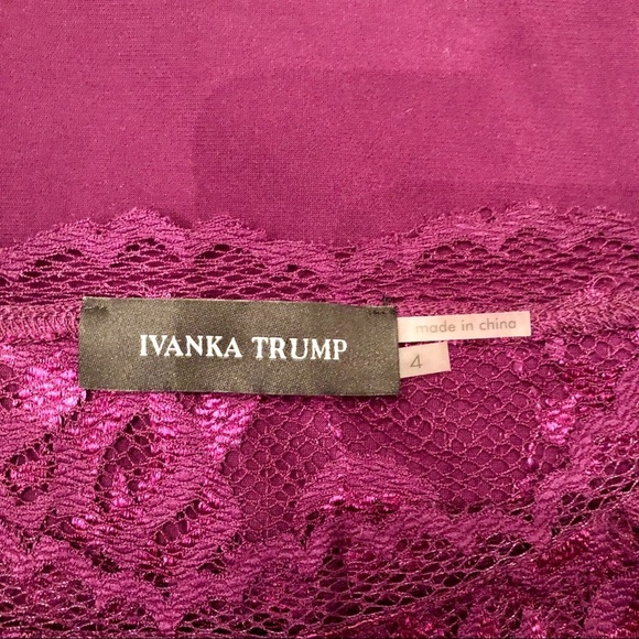 Ivanka Trump Lace Illusion Fit and Flare Dress Tie Waist Purple 4 Small - Picture 7 of 9